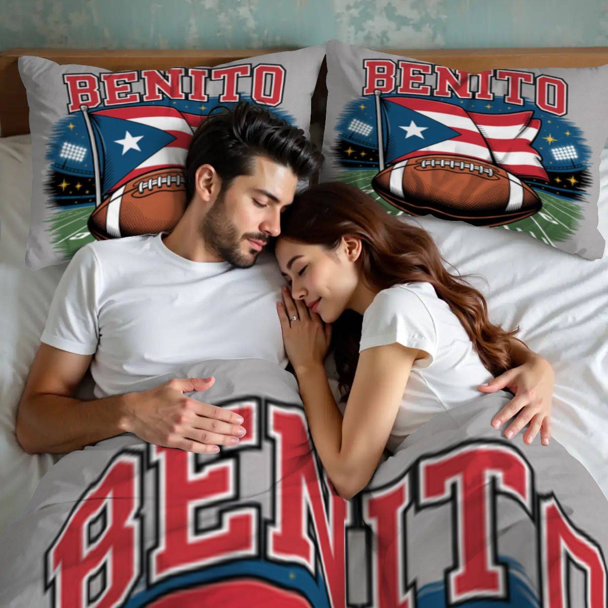 Queen Duvet Cover Set Benito Football Trendy Boys Room Gift Decor