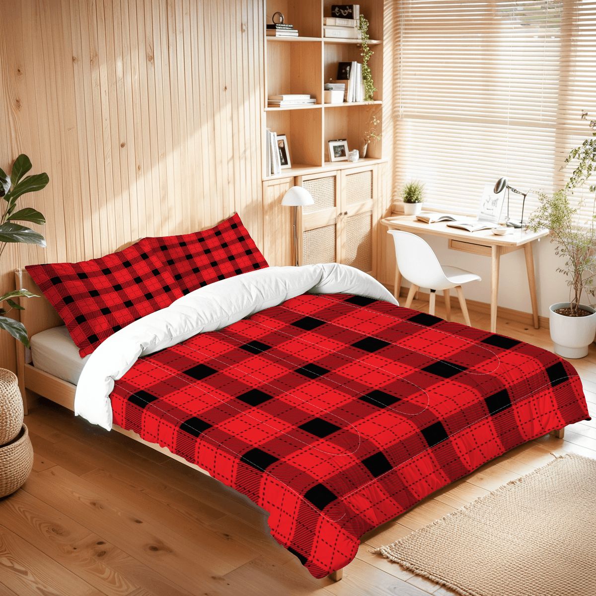 Checkerboard Queen Comforter Set – Festive Holiday Bedding