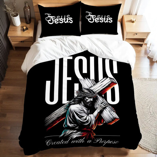 Faith & Peace Bedding – Full Duvet Set with Jesus Image
