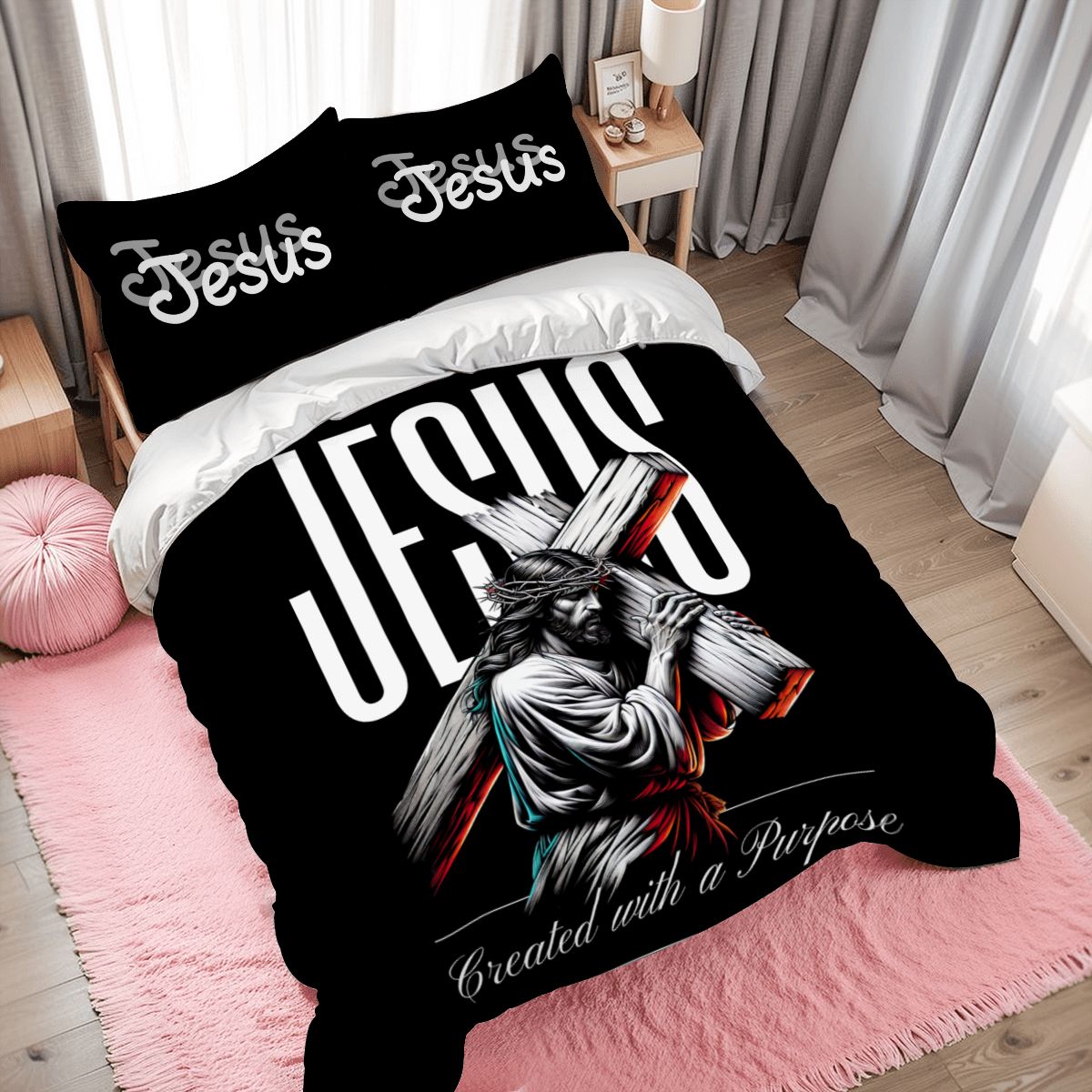 Faith & Peace Bedding – Full Duvet Set with Jesus Image