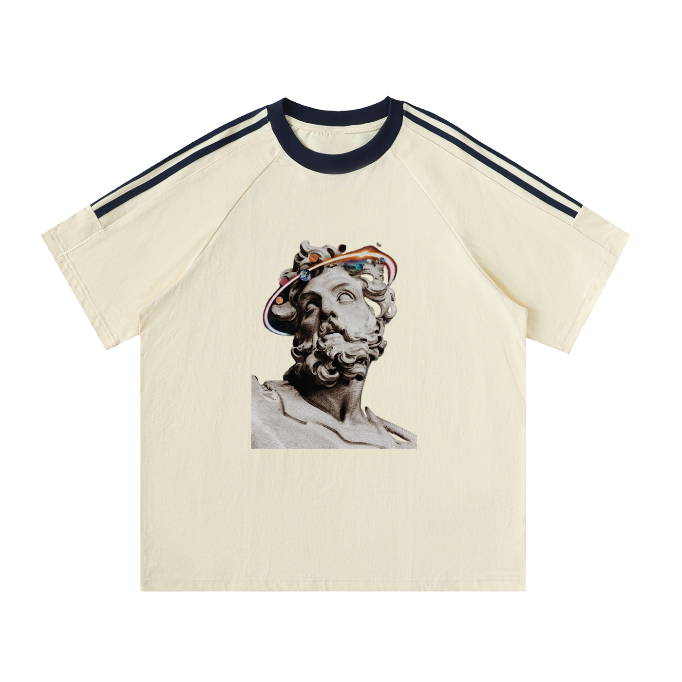 Men's Cotton Crewneck T-Shirt with Contrast Tape - Stylish Comfort for Every Occasion