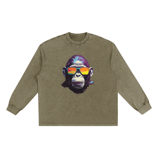 Women's Long Sleeve Frayed Edge T-Shirt in Cotton