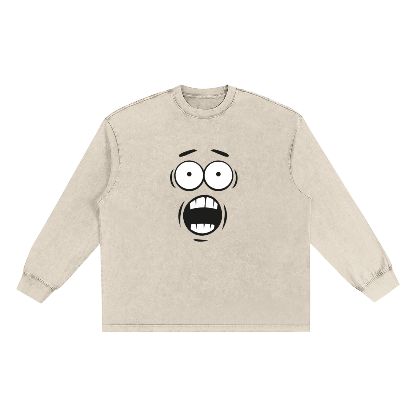 Men's Washed Cotton Long Sleeve Tee with Frayed Edges for Effortless Style