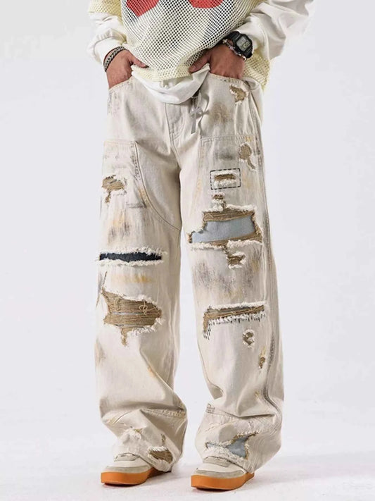 Men's Distressed Wide Leg Jeans