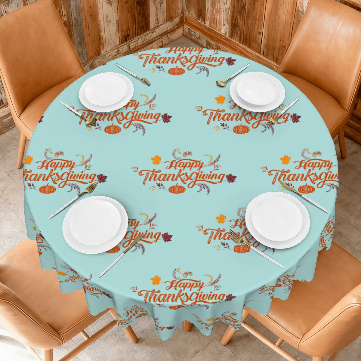 Round 60-Inch Tablecloth with Wavy Edge