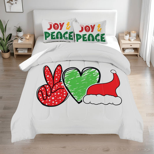 Holiday Comforter Set – Peace & Santa Queen Size Bedding