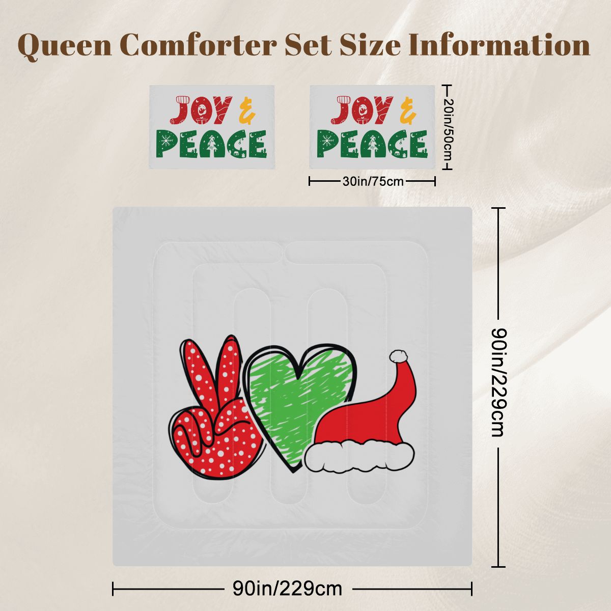 Holiday Comforter Set – Peace & Santa Queen Size Bedding
