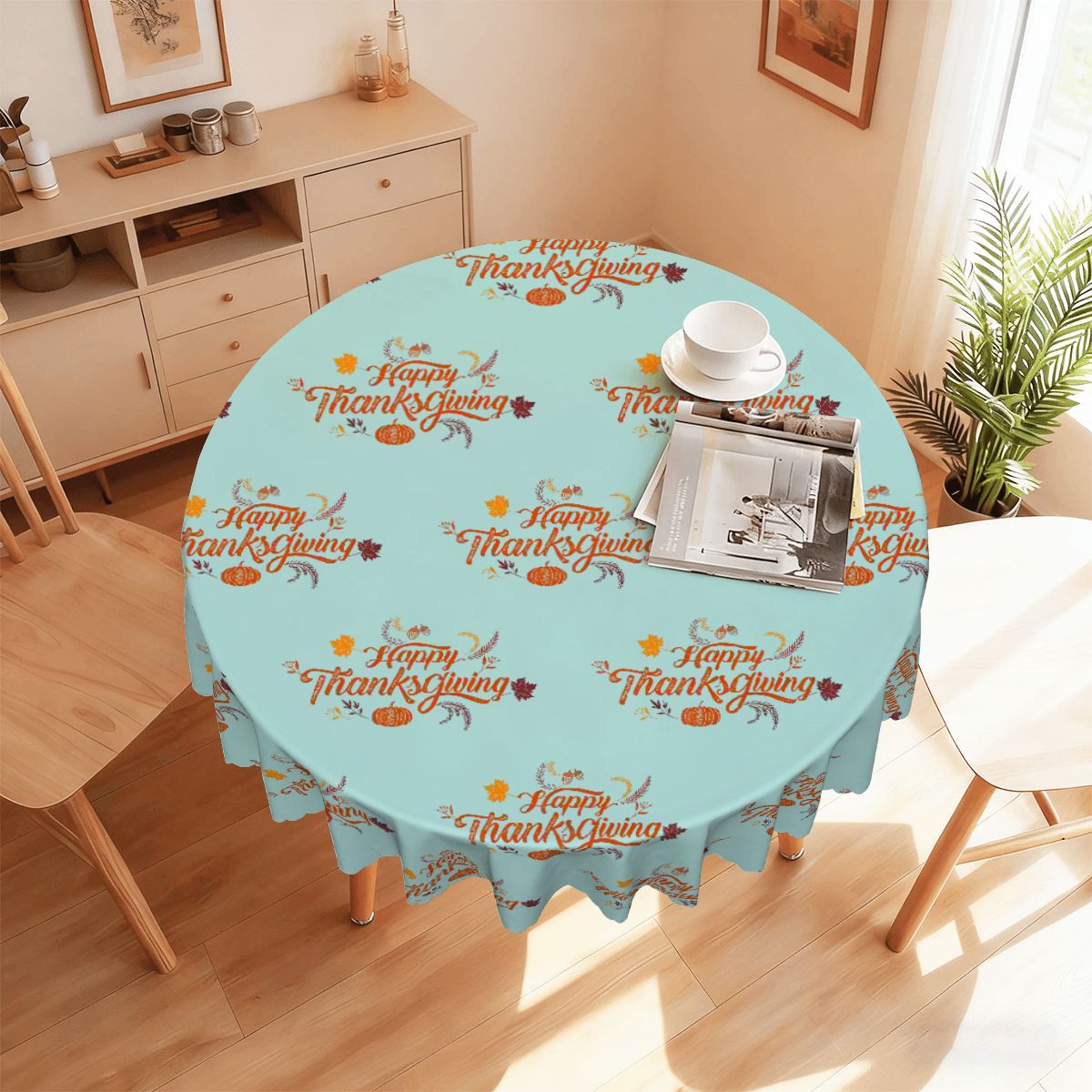 Round 60-Inch Tablecloth with Wavy Edge