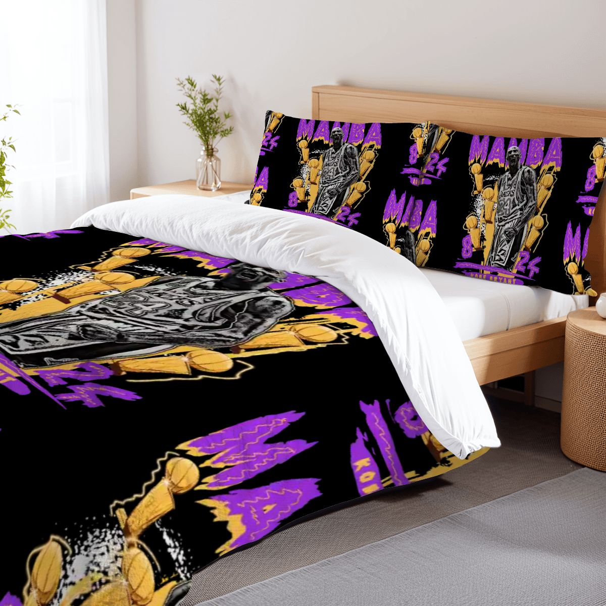 Mamba Kobe Bryant Full Duvet Cover Set – Teen Bedroom Holiday Gift for NBA Fans