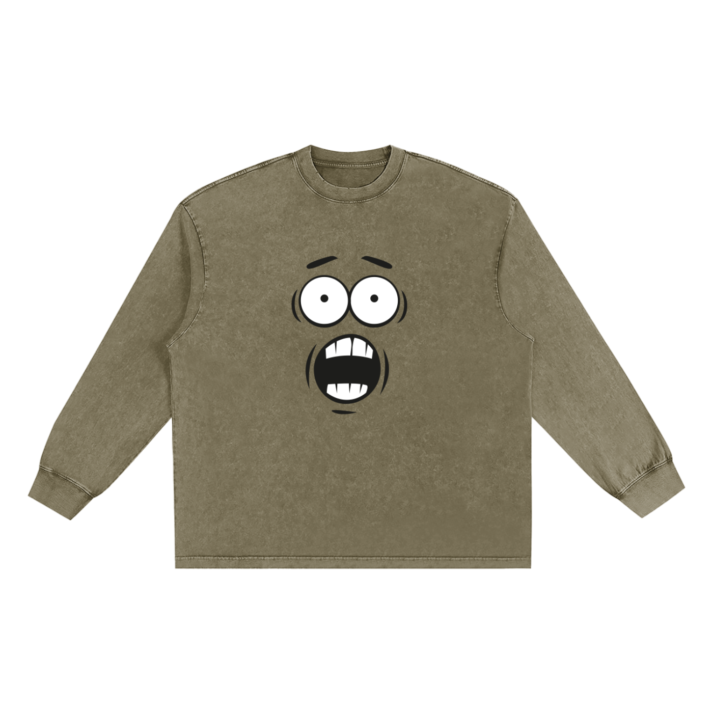 Men's Washed Cotton Long Sleeve Tee with Frayed Edges for Effortless Style