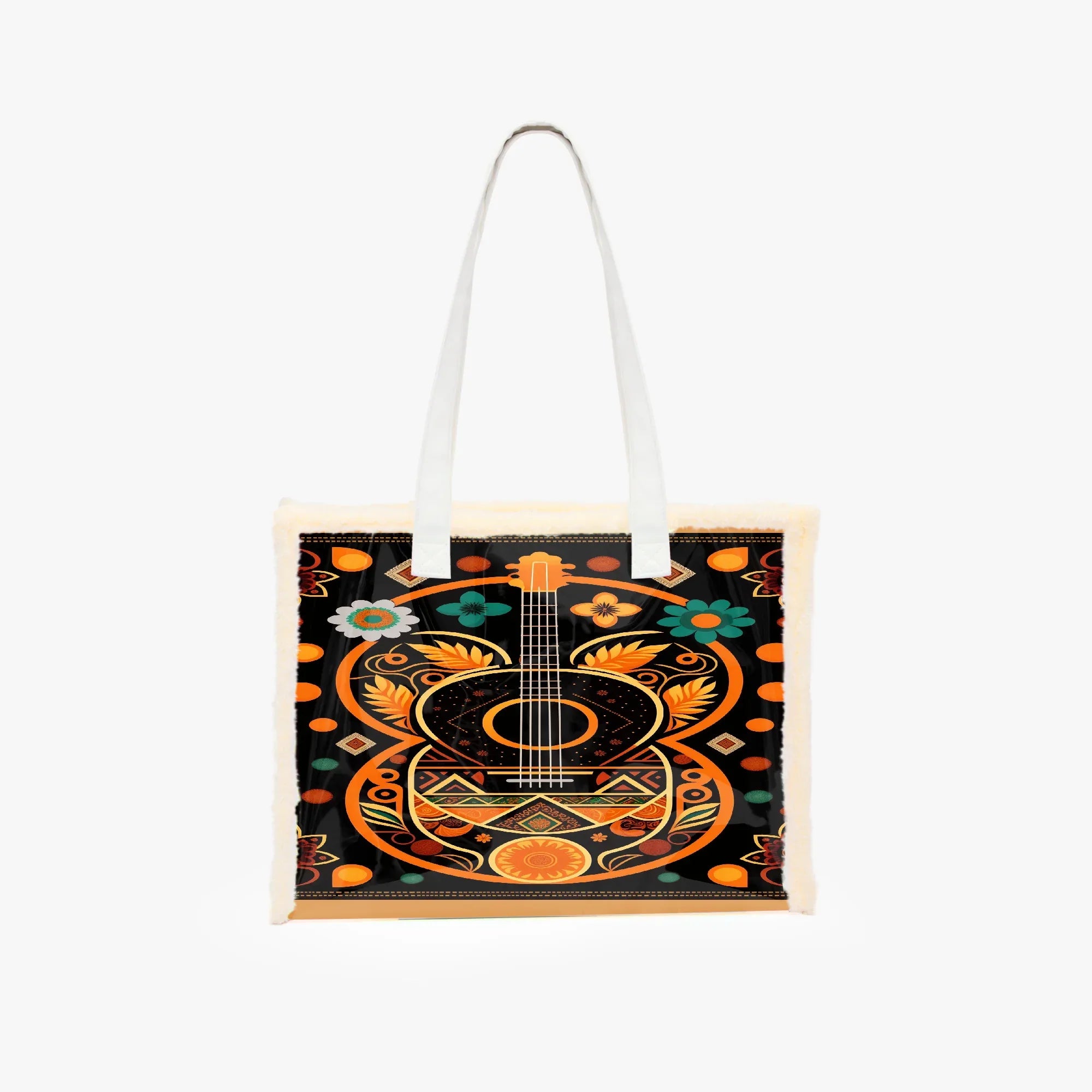 Fleece Binding Holographic Tote Bag - Durable PVC Shoulder Bag - TeeVoke