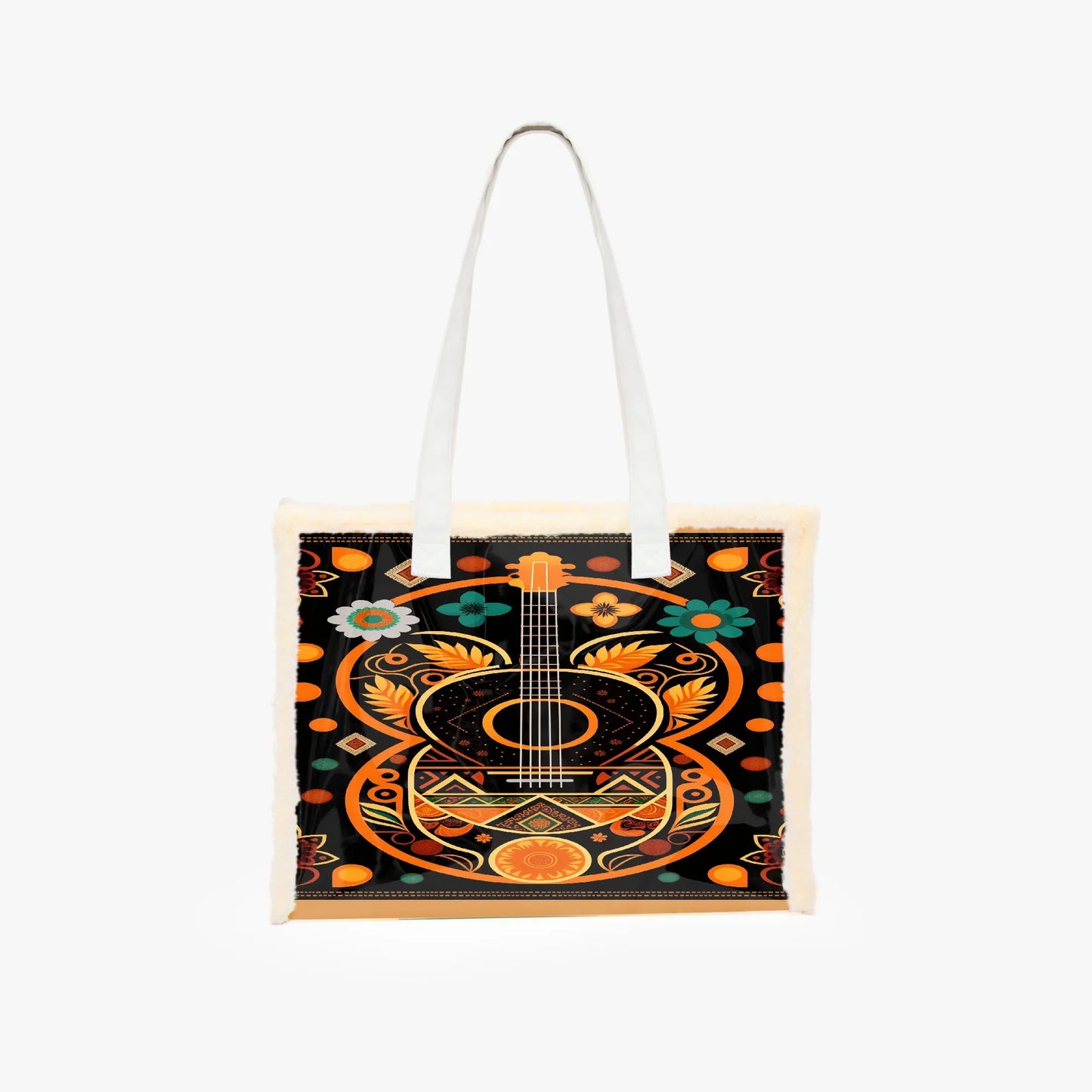 Fleece Binding Holographic Tote Bag - Durable PVC Shoulder Bag - TeeVoke