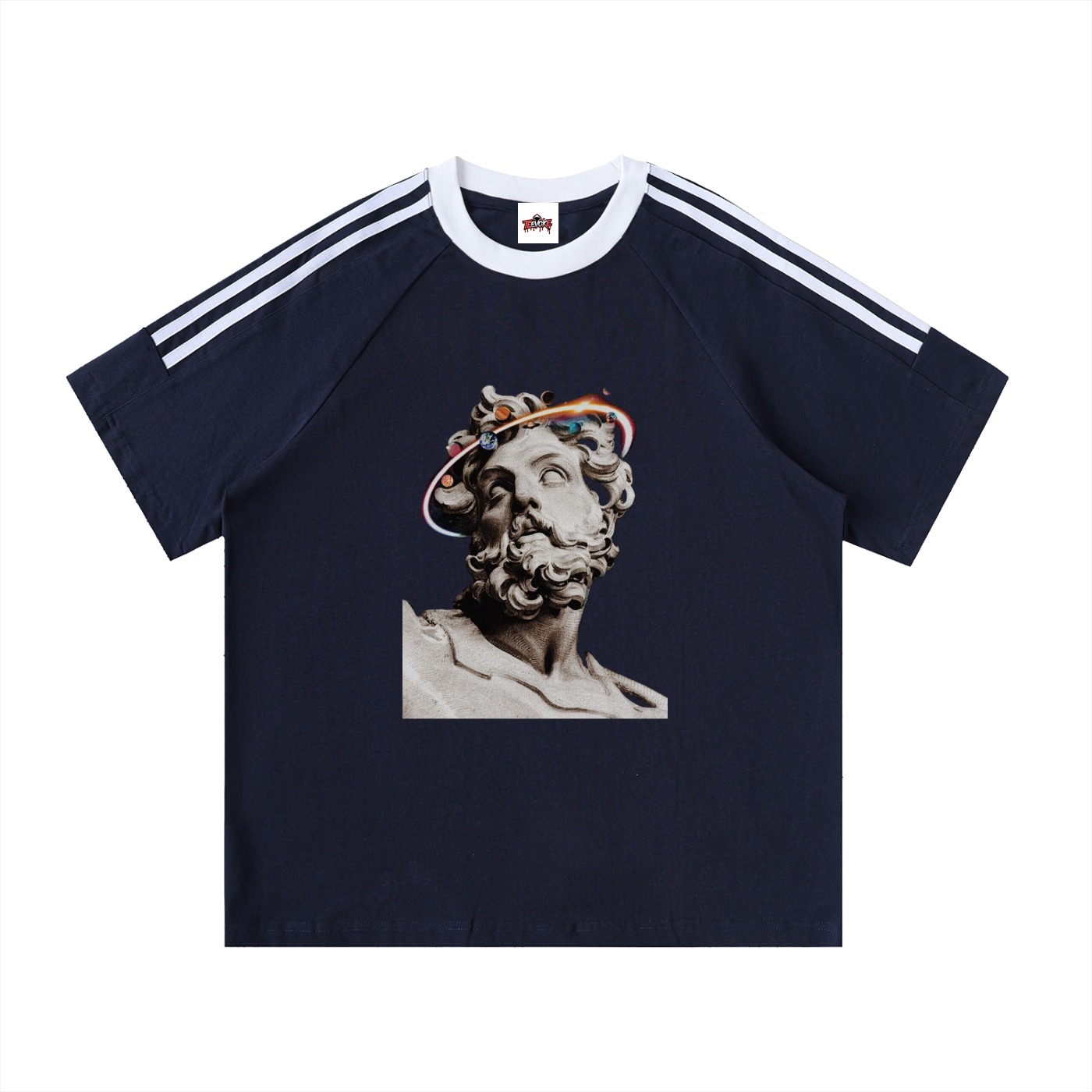 Men's Cotton Crewneck T-Shirt with Contrast Tape - Stylish Comfort for Every Occasion