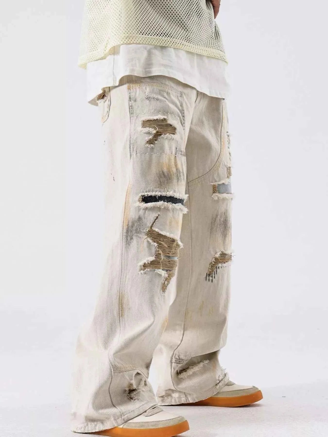 Men's Distressed Wide Leg Jeans