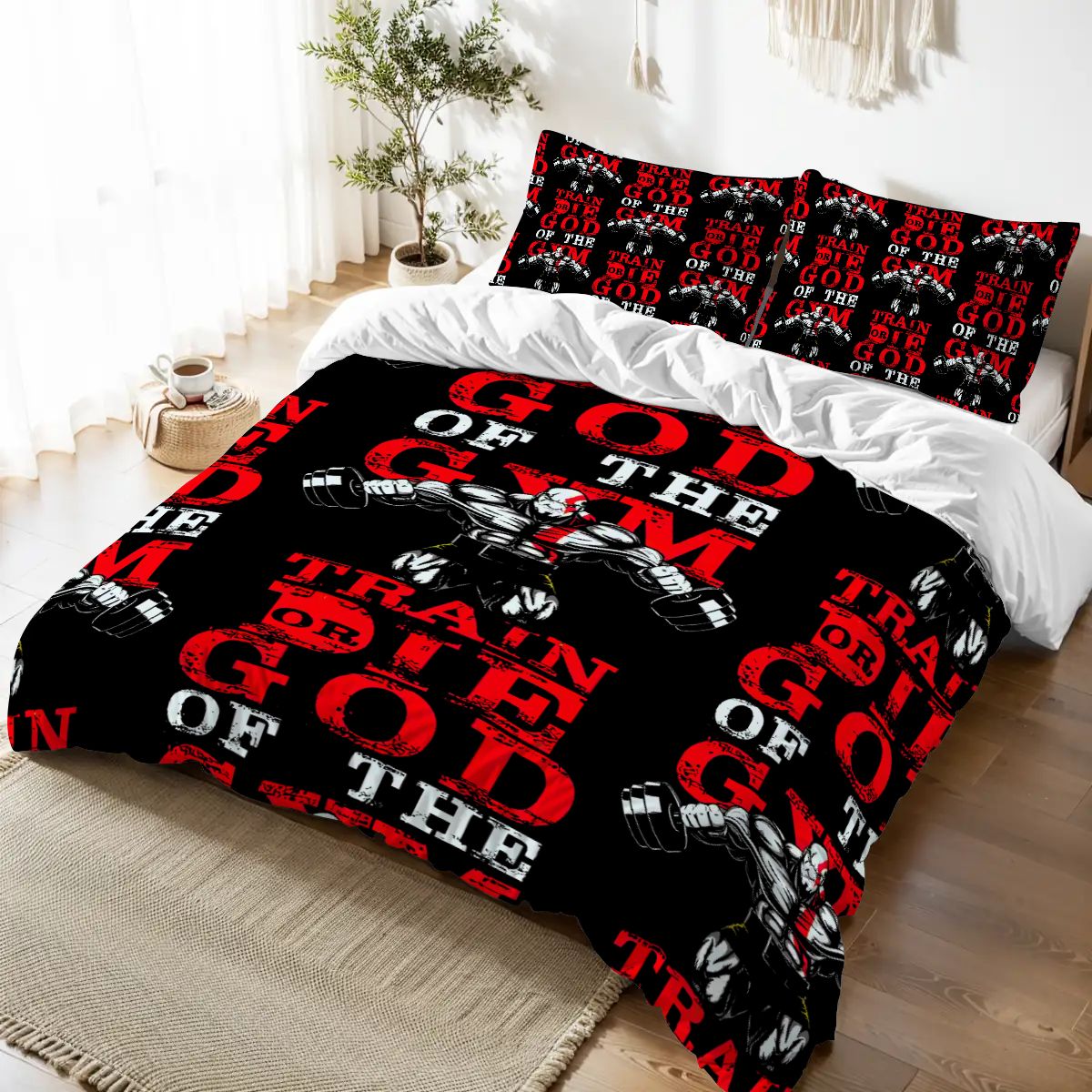 Workout Vibes Bedding – Queen Duvet Cover for Gym Enthusiasts