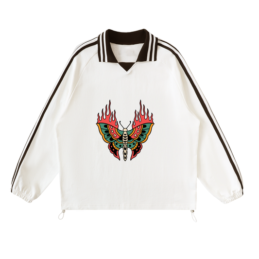 Women's Striped Lapel Collar Sweatshirt for Casual Comfort