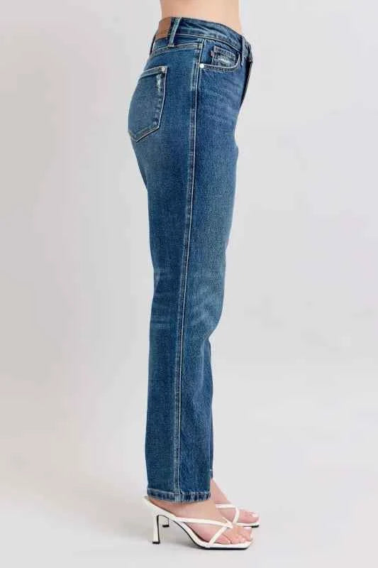 Judy Blue Full Size High Waisted Rigid Magic Non-destroy Straight Leg Jeans Plus Size