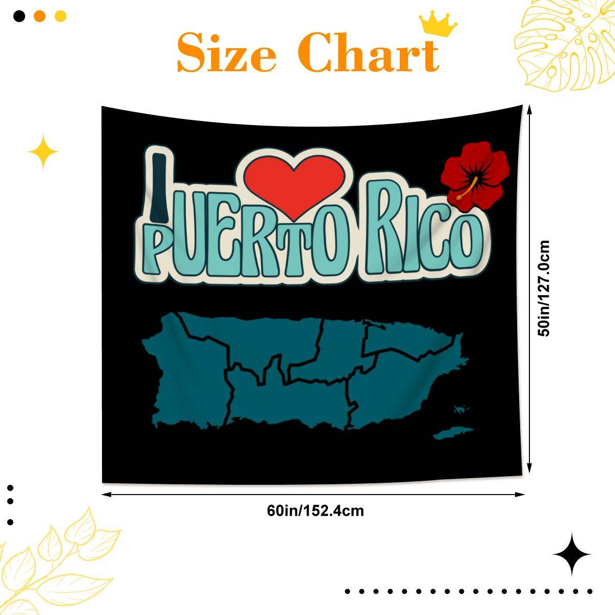 Wall Tapestry I love Puerto Rico With Puerto Rico Map Trendy Holiday Gift
