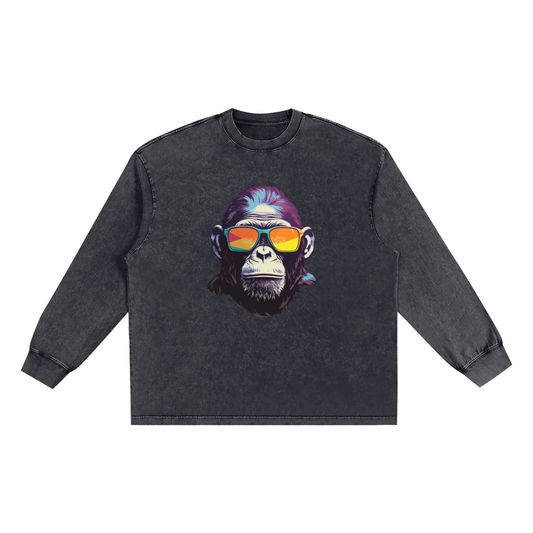 Women's Long Sleeve Frayed Edge T-Shirt in Cotton