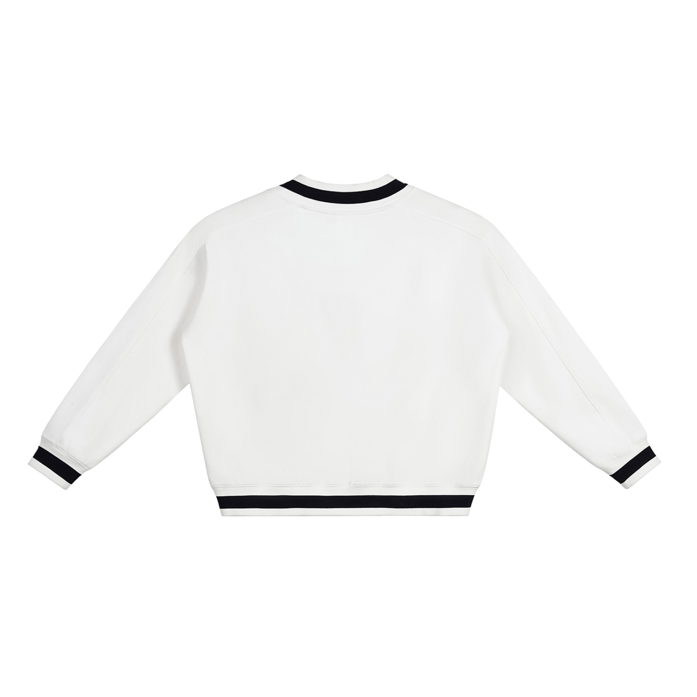 Women's Boxy V-Neck Sweatshirt with Contrast Collar for Stylish Comfort