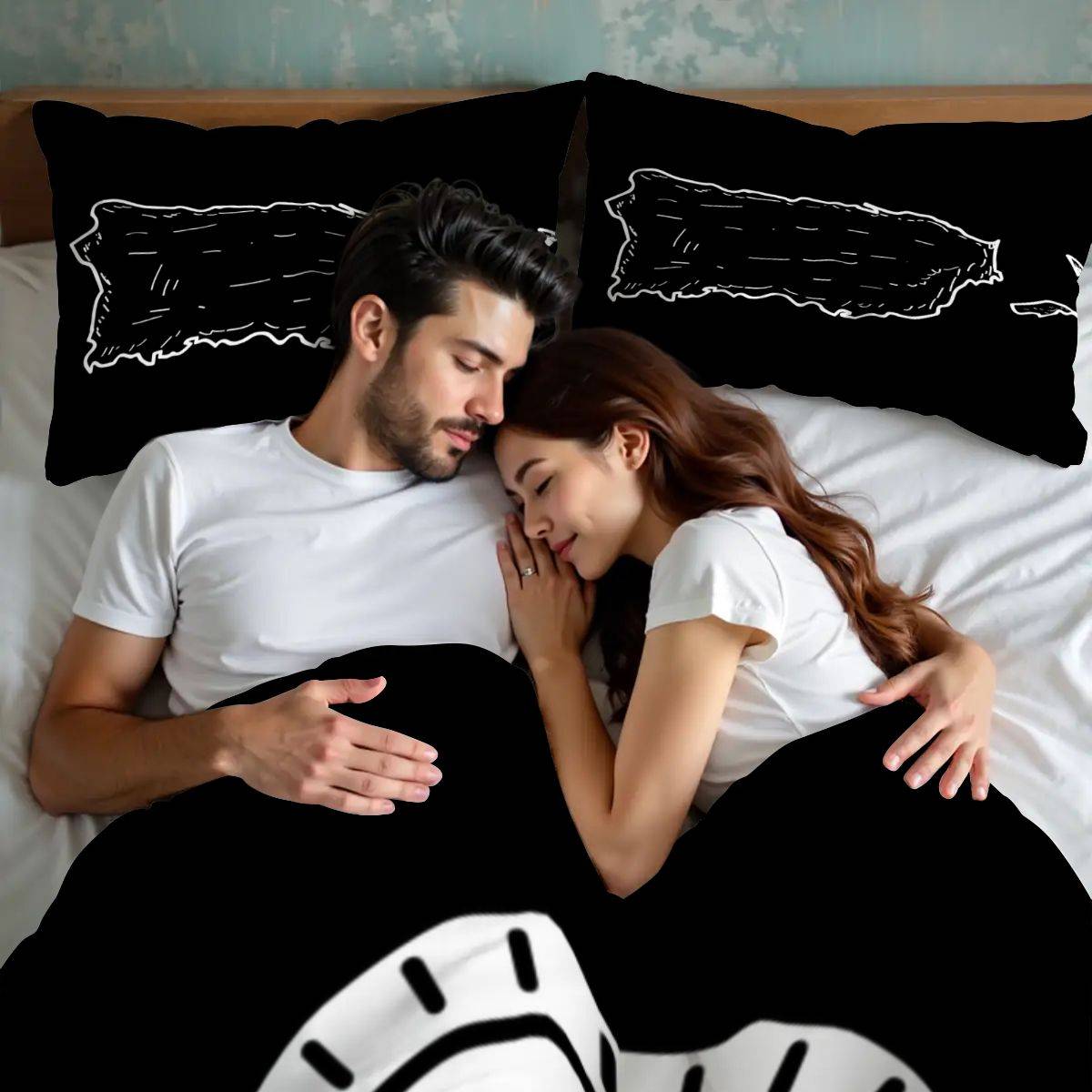 Minimalist Puerto Rican Bedding – Queen Duvet Cover in Black and White