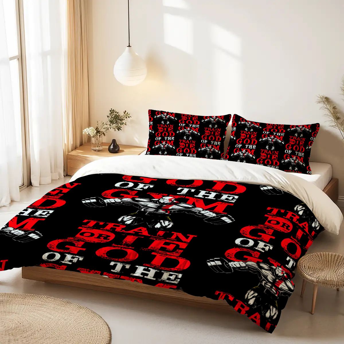 Workout Vibes Bedding – Queen Duvet Cover for Gym Enthusiasts