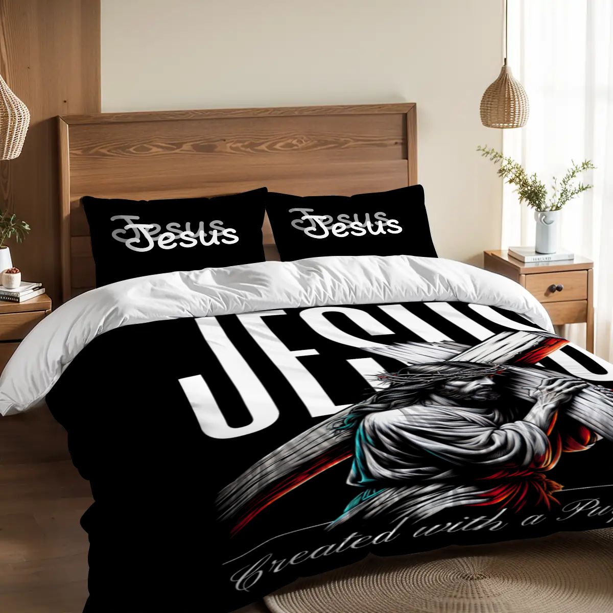 Faith & Peace Bedding – Full Duvet Set with Jesus Image