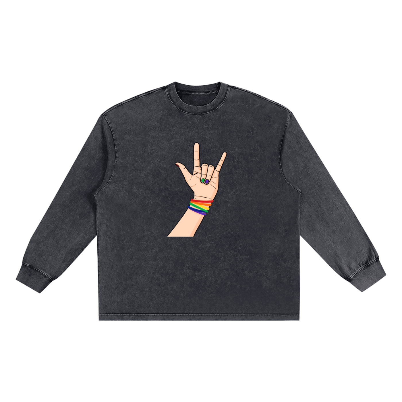 Women's Vintage Long Sleeve T-Shirt in Cotton with Frayed Details