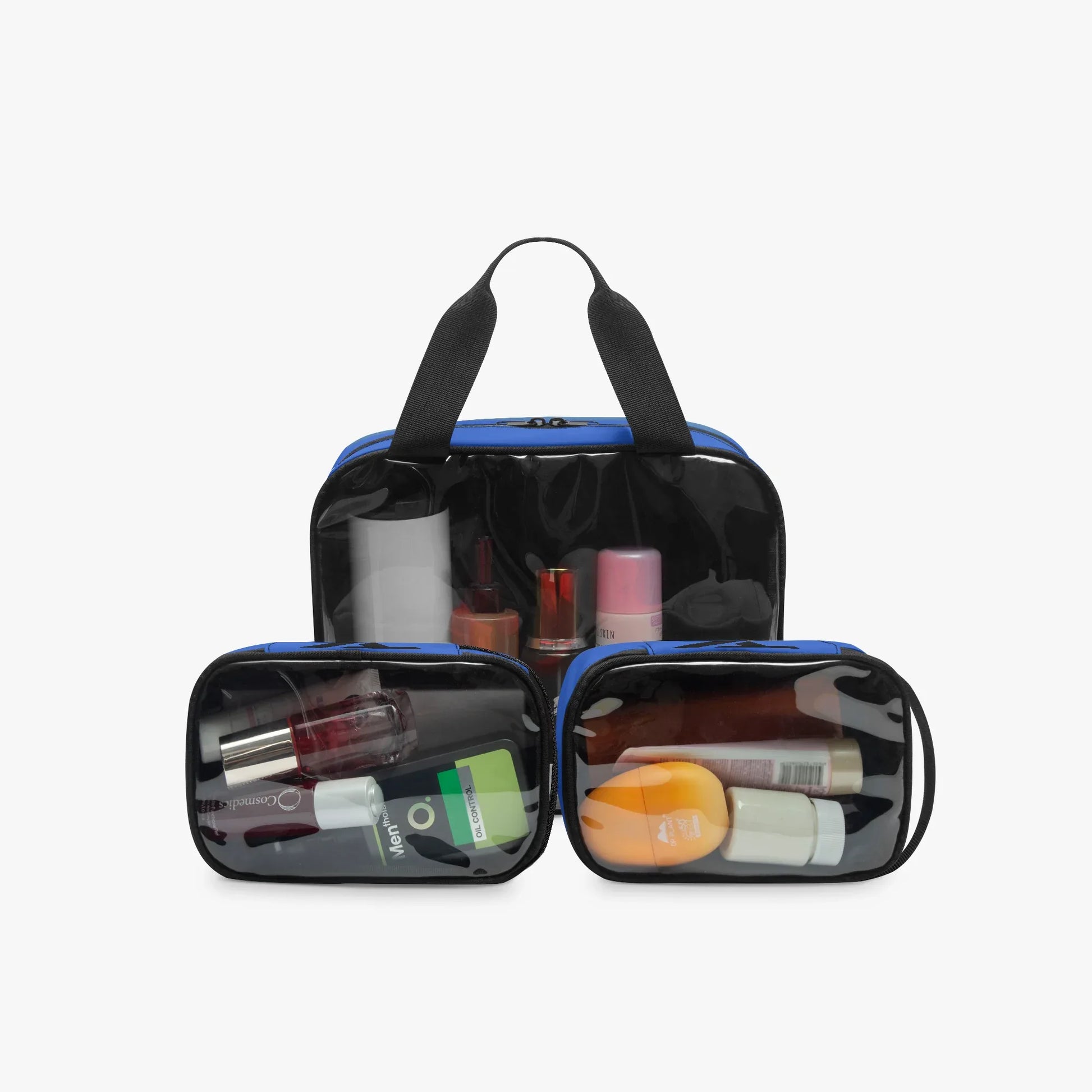 3-Piece Clear Travel Toiletry Organizer Set - Waterproof PVC Bags - TeeVoke