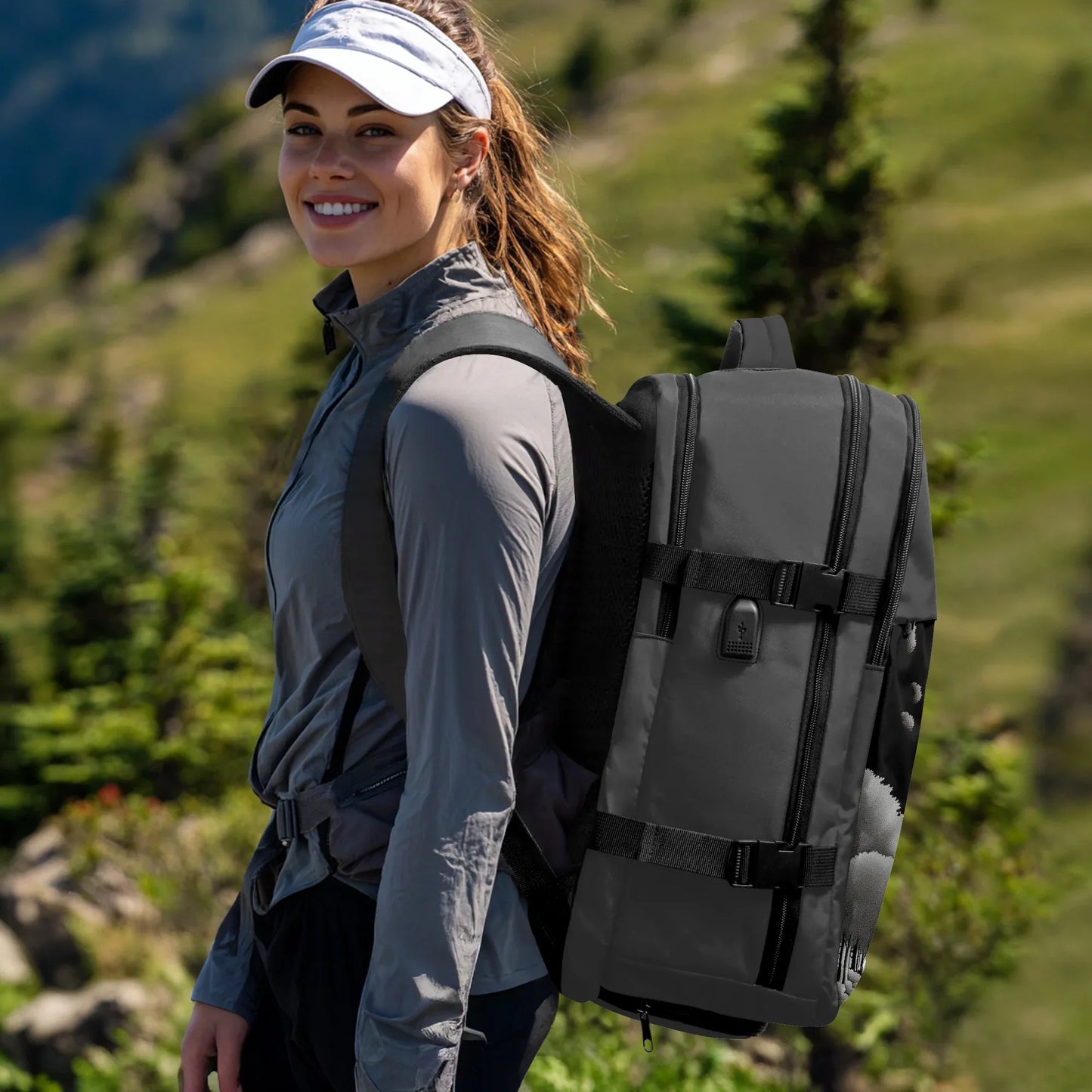 Canvas Hiking Backpack - Multi-Pocket Travel Pack - TeeVoke