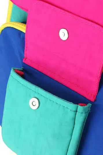 Himawari Contrast Nylon Backpack Bag with Handles