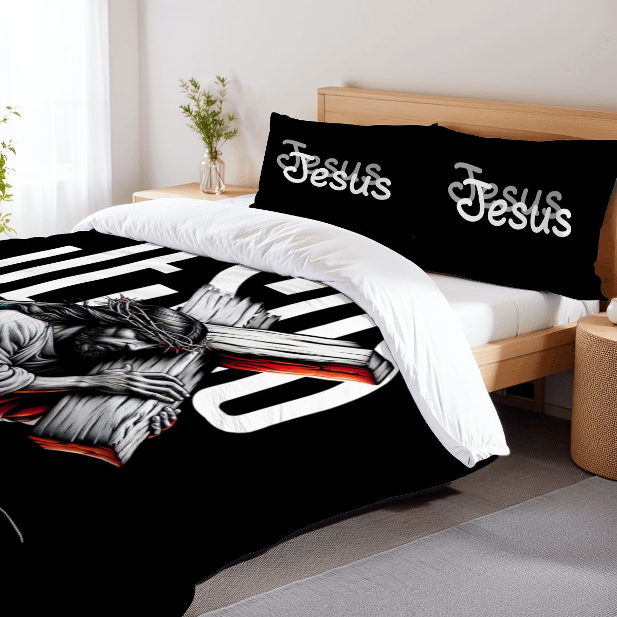 Faith & Peace Bedding – Full Duvet Set with Jesus Image
