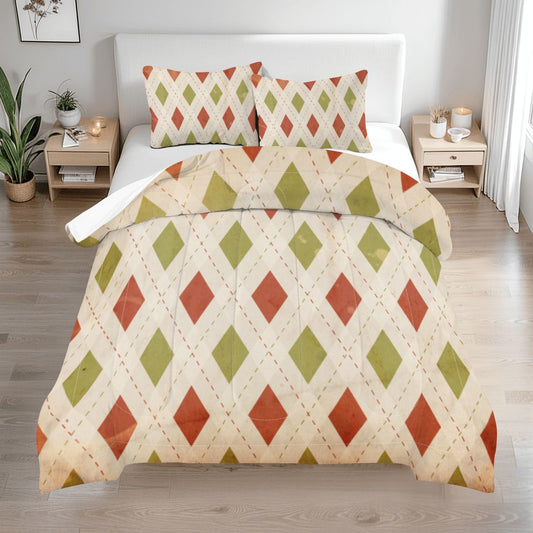 Holiday Diamond Queen Comforter Set – Festive Geometric Bedding