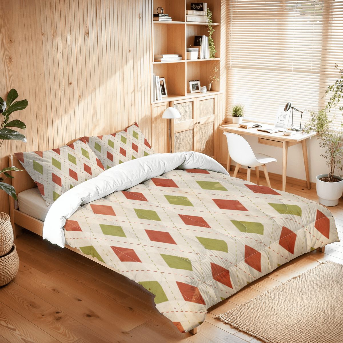 Holiday Diamond Queen Comforter Set – Festive Geometric Bedding