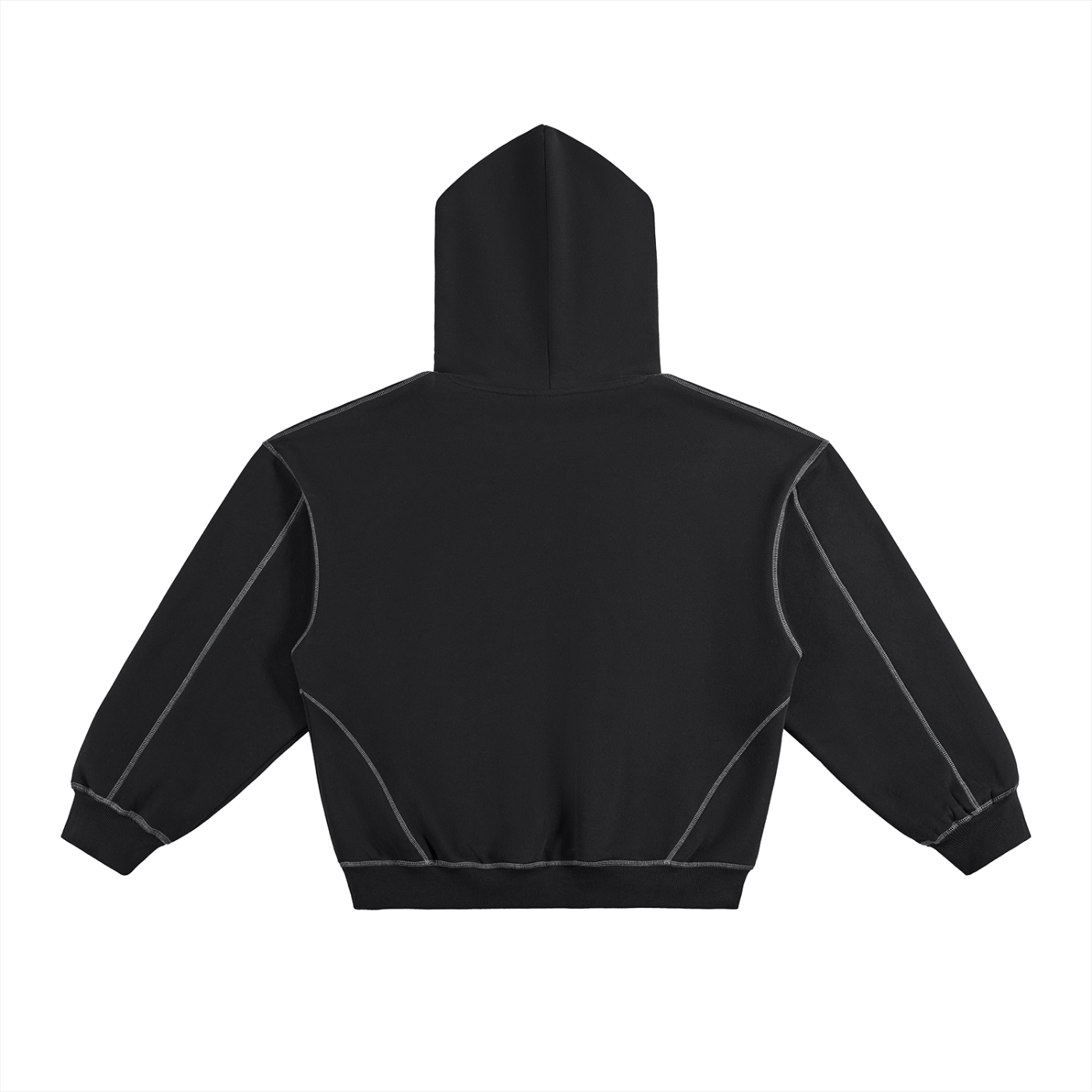 Men's Contrast-Stitched Boxy Fleece Hoodie