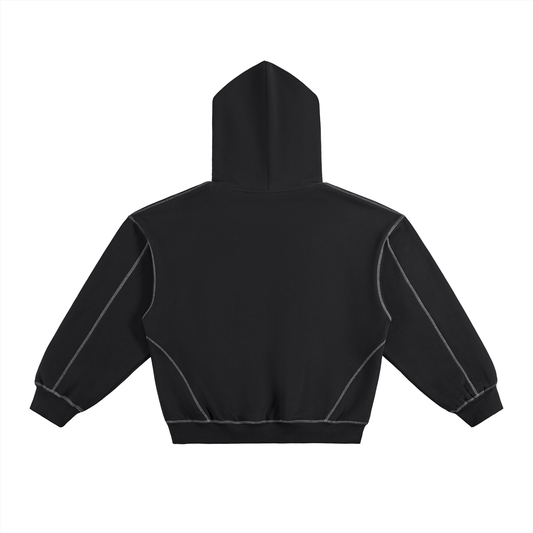 Men's Contrast-Stitched Boxy Fleece Hoodie