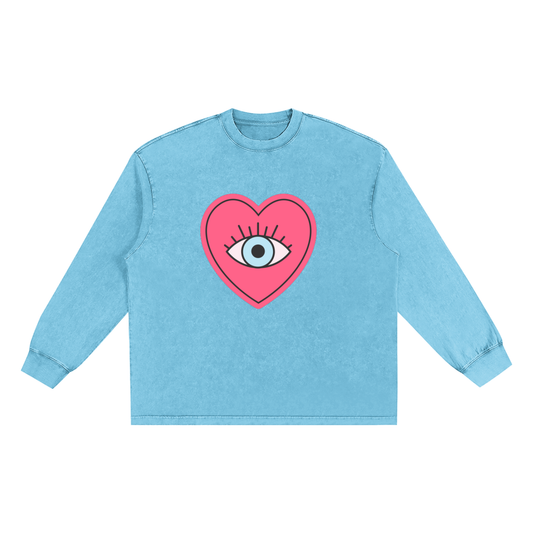 Women's Vintage Cotton T-Shirt with Frayed Long Sleeves for Effortless Style