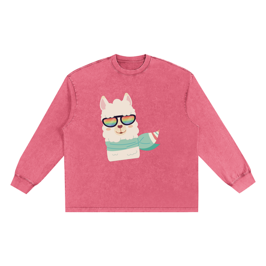 Women's Vintage Long Sleeve T-Shirt in Snow Washed Style