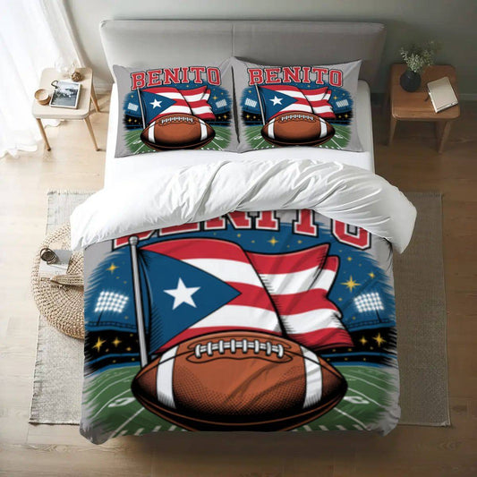 Queen Duvet Cover Set Benito Football Trendy Boys Room Gift Decor