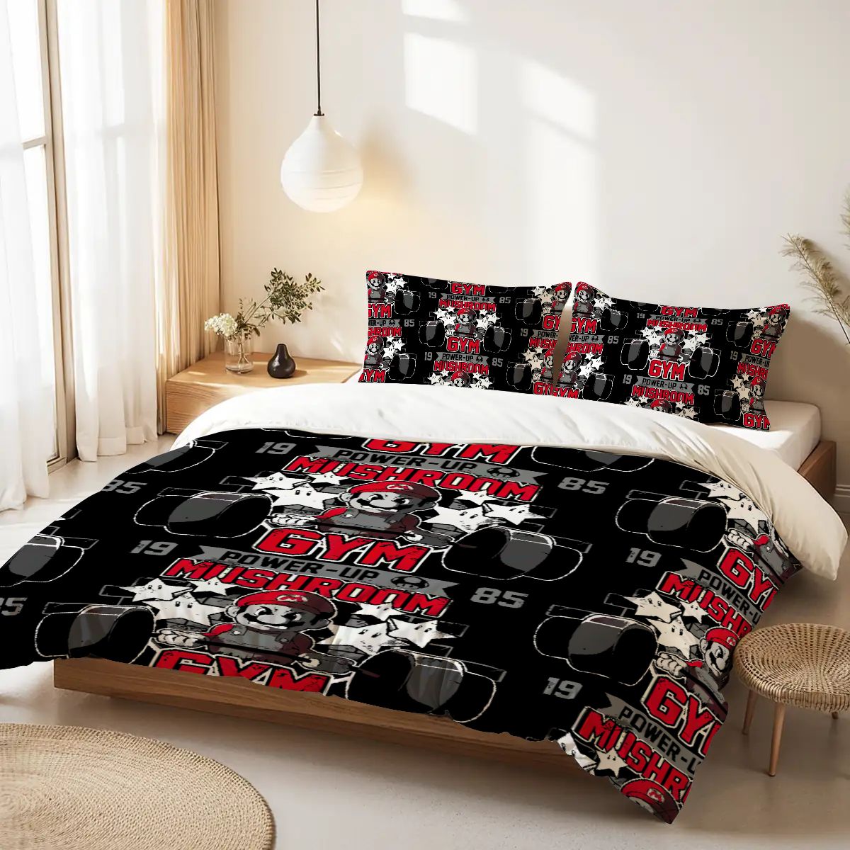 Workout Vibes Bedding – Queen Duvet Cover for Gym Enthusiasts