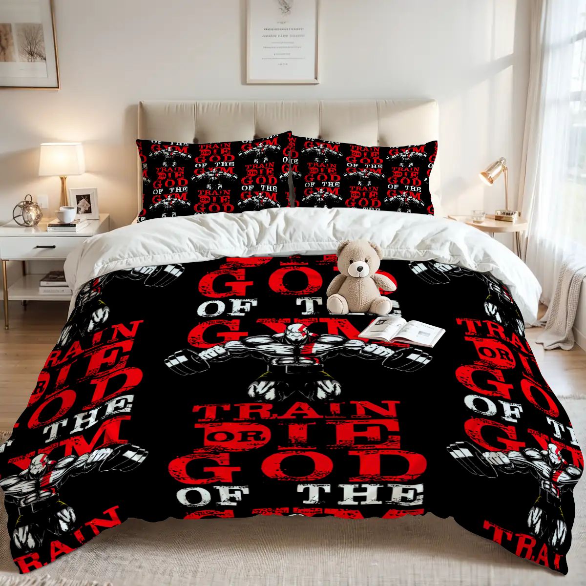 Workout Vibes Bedding – Queen Duvet Cover for Gym Enthusiasts