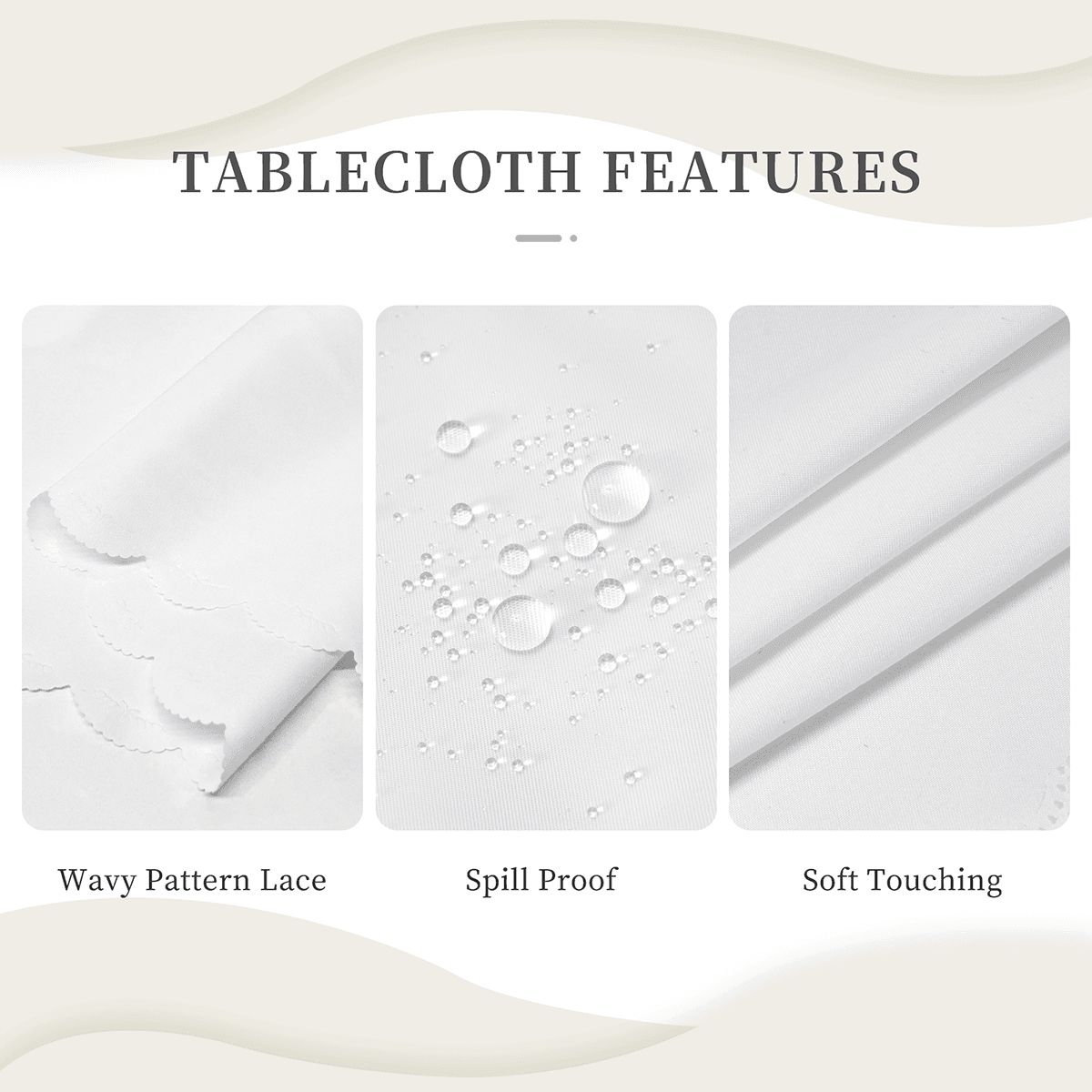 Round 60-Inch Tablecloth with Wavy Edge