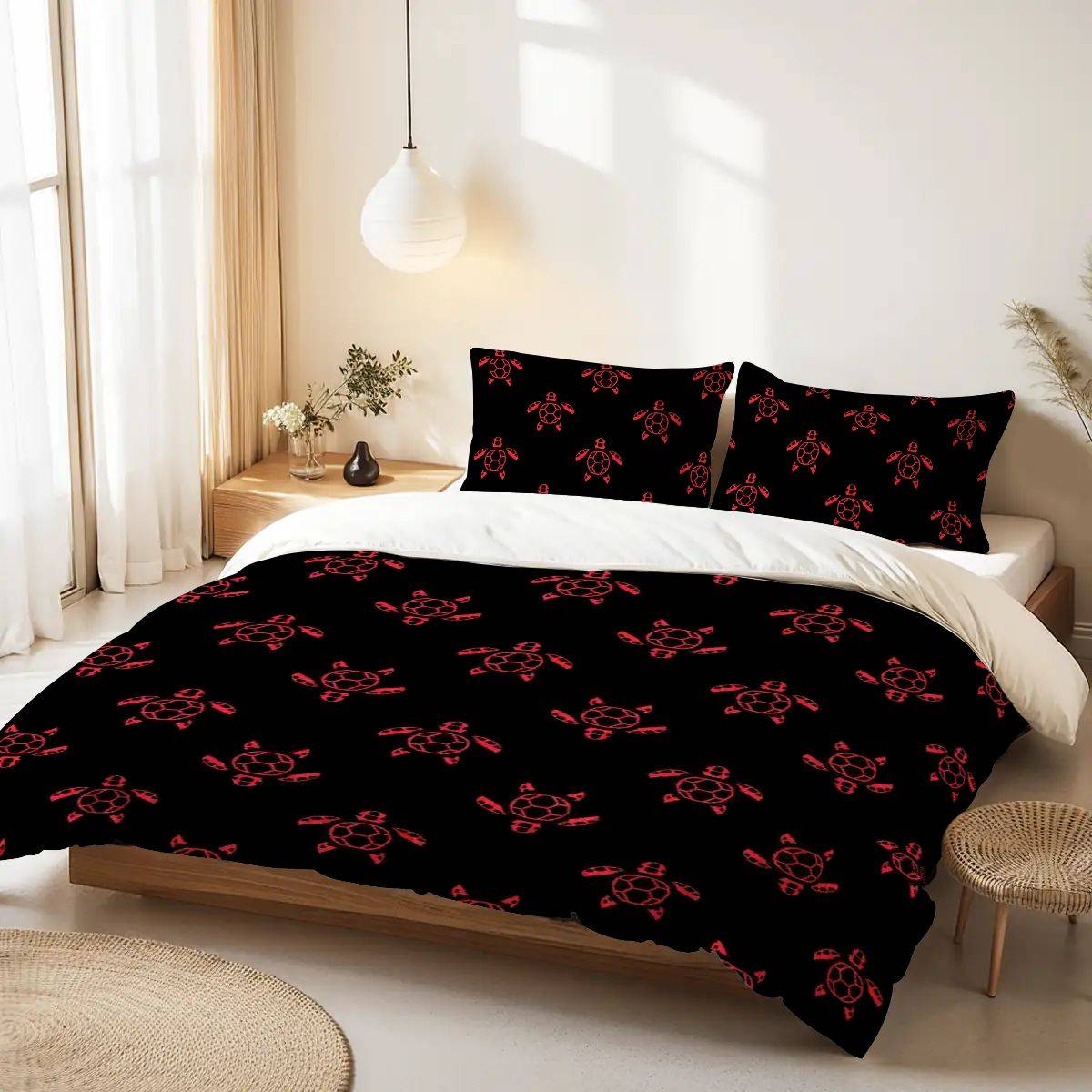 Queen Duvet Set – Tranquil Turtle Print, Perfect Holiday Gift