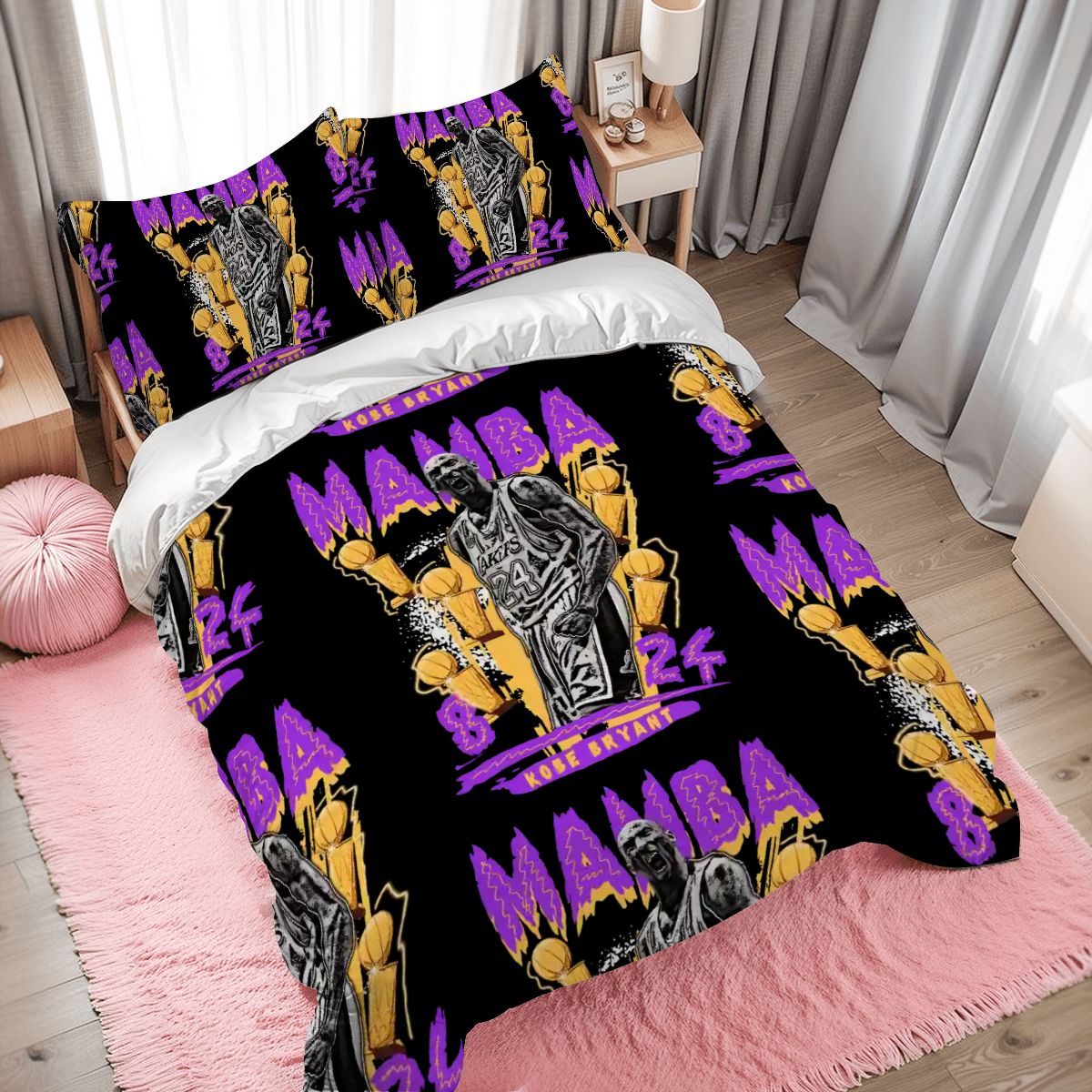 Mamba Kobe Bryant Full Duvet Cover Set – Teen Bedroom Holiday Gift for NBA Fans