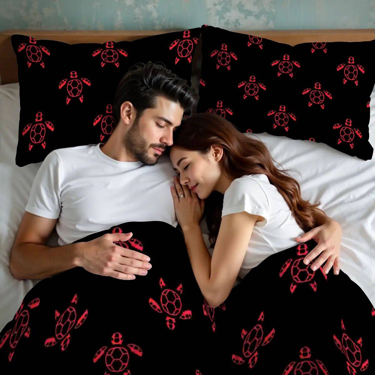 Queen Duvet Set – Tranquil Turtle Print, Perfect Holiday Gift