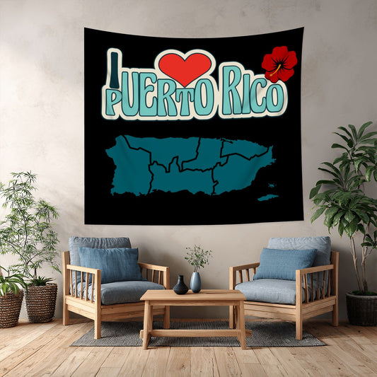 Wall Tapestry I love Puerto Rico With Puerto Rico Map Trendy Holiday Gift