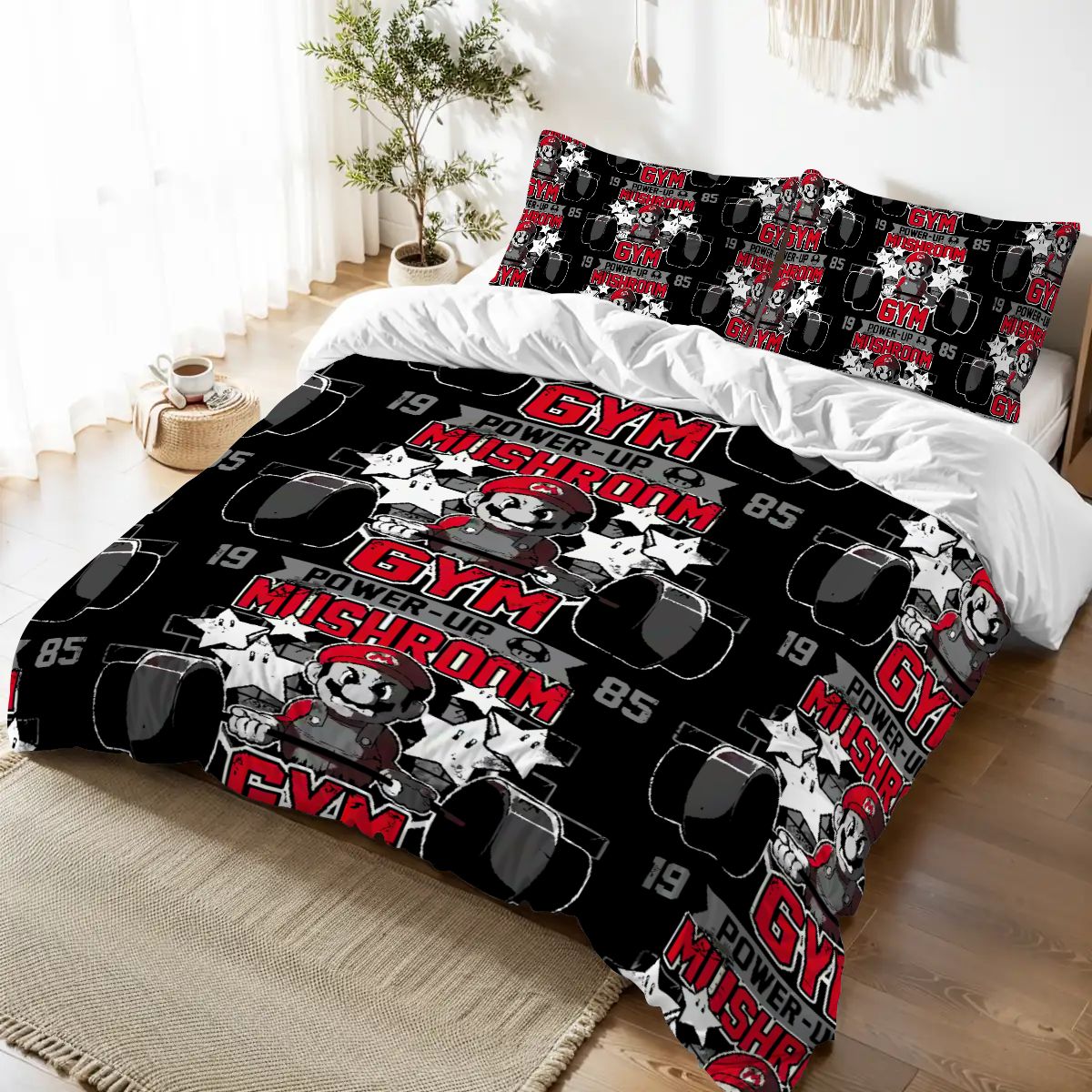 Workout Vibes Bedding – Queen Duvet Cover for Gym Enthusiasts