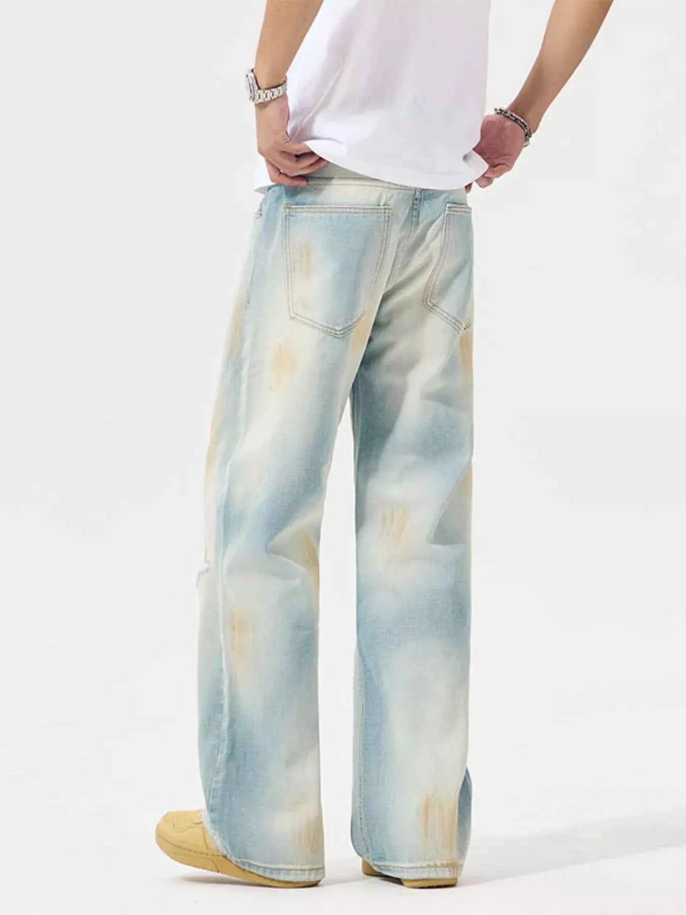 Men's Distressed Wide Leg Jeans