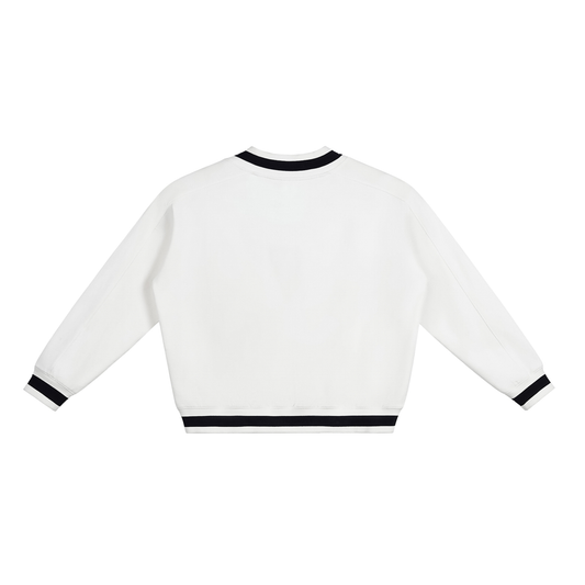 Women's V-Neck Boxy Sweatshirt with Contrast Collar