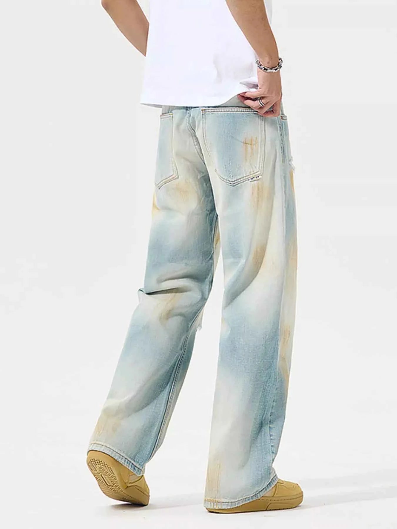 Men's Distressed Wide Leg Jeans